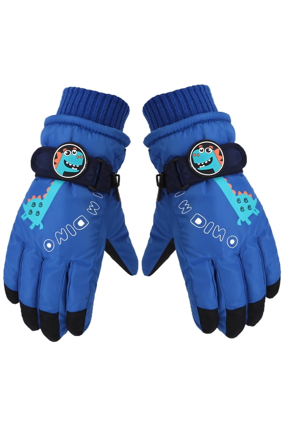 Kids Children Ski Gloves Winter Snow Gloves Waterproof Winter Warm Glove for Snowboarding, Sledding, Dinosaur Print Warm Cold Cotton Gloves