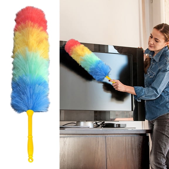 BinKFF Kitchen Home Rainbow Static Duster Electrostatic Feather Duster Plastic Dust Duster Wool Duster Anti Static Reusable Duster for Cleaning Ceiling, Fan, Furniture