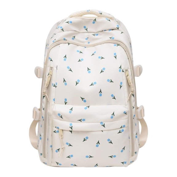 BinKFF Large Capacity Travel Backpack, Kawaii Corduroy Backpack for Women Cute Floral Print Aesthetic Travel Book Bag Coquette Preppy College Laptop Daypack