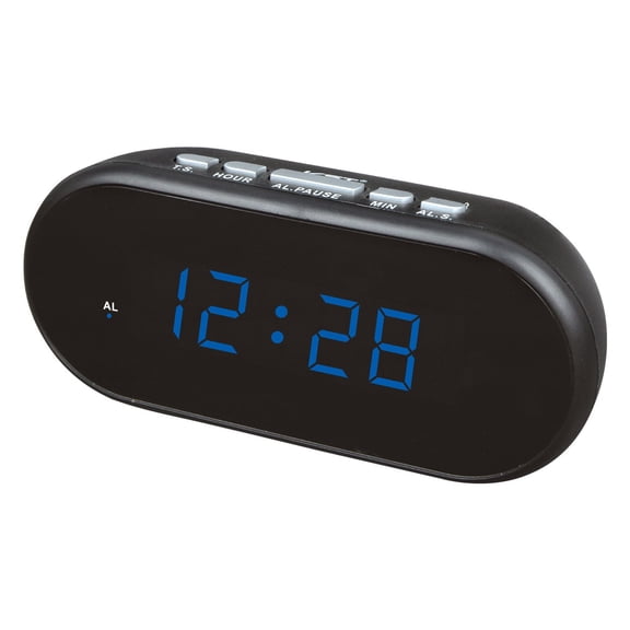 BinKFF Large Display Digital Alarm Clock for Bedrooms, Date Day of Week Calendar Desk Table Clocks for Living Room Office, Dimmable Plug in Electric Clock, 5 Volumes, Loud, Auto DST