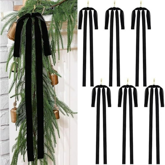 BinKFF Large Red Velvet Bows Ornaments for Christmas Tree, Rustic Velvet Xmas Swag Wreath Bows, Vintage Christmas Tree Topper Ribbon Bow for Staircase Garland Home Holiday Party Decor