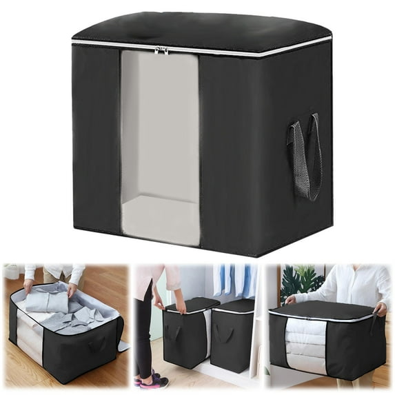 BinKFF Large Storage Bags, Clothes Storage Bins Foldable Closet Organizers Storage Containers with Reinforced Handle for Clothing, Blanket, Comforters, Bed Sheets, Pillows and Toys