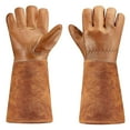 thumbnail image 1 of BinKFF Long Gardening Gloves for Men & Women, Cowhide Leather Rose Pruning Gloves, Breathable Thorn Proof Gauntlet Glove, Water Repellent Leather Work Gauntlet, 1 of 7