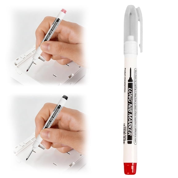 BinKFF Long Head Deep Hole Marker Pens, 2026 Upgrade Long Nib Marker, Professional Construction Markers Scriber Marking Tools for Carpenter, Woodworking, Construction