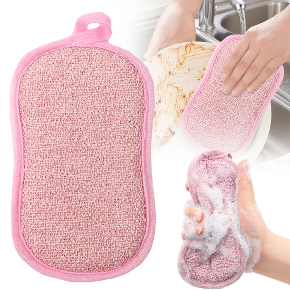 BinKFF Multi-Purpose Scrub Sponges for Kitchen Scrub-it-Non-Scratch Microfiber Sponge Along with Heavy Duty Scouring Power-Effortless Cleaning of Dishes Pots Pans
