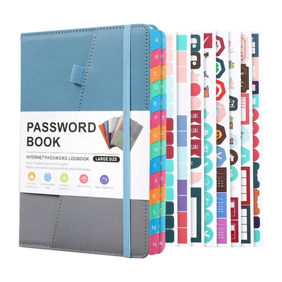 BinKFF Password Book with Colorful Alphabetical Tabs, Password Books for Seniors, Password Keeper Book for Computer and Internet Address Website Login, 5.9''x 8.4''