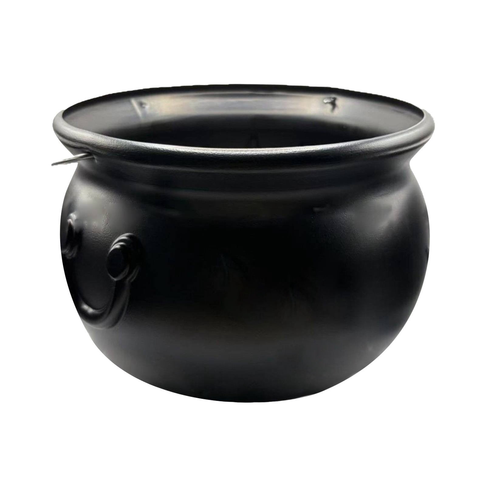 BinKFF Plastic Black Cauldron Kettle Halloween Candy Bowl, Large Witch Cauldron Pot Bucket for Halloween Decorations Trick or Treat Party Supplies, Two Specifications