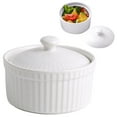 thumbnail image 1 of BinKFF Porcelain Ramekin with Lids and Handles Oven Safe, Round Ramekins Souffle Creme Brulee Baking Dish, Pudding Custard Dish, Individual Servings Mini Casserole Dishes, 1 of 3
