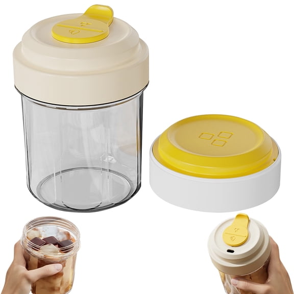 BinKFF Portable Ice Cube Storage Bin, Clear Ice Bucket for Freezer, Iced Americano & Cold Brew Cup - Portable Summer Coffee Tumbler with In Ice Grid (Plastic Cold Drink Cup)