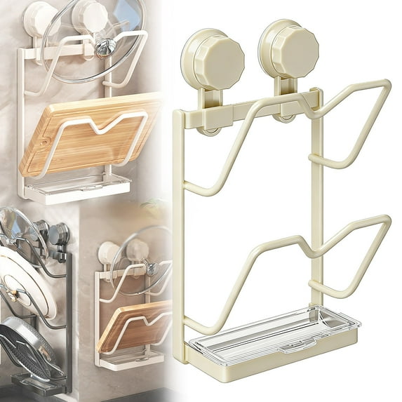 BinKFF Pot Lid Storage Rack, No-Drilling Wall Mounted Pot Lid Organizer ...