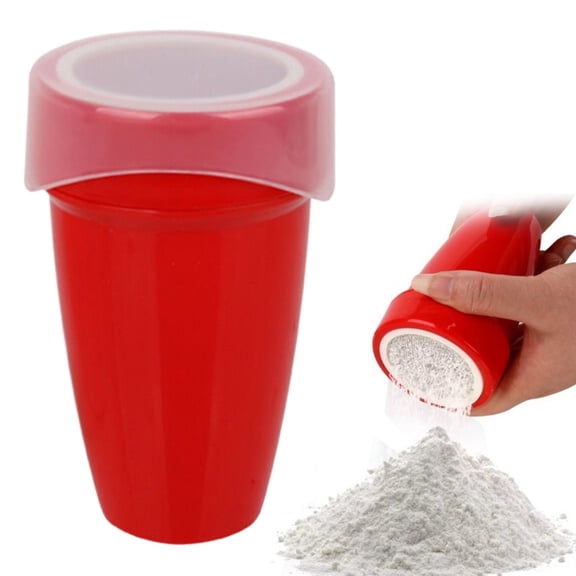 BinKFF Powder Sugar Shaker Duster with Lid, Plastic Flour Powder Sugar Shaker with Lid Mesh Shaker Icing Sugar Powder Cocoa Flour Chocolate Coffee Sifter Cooking Tool Accessories