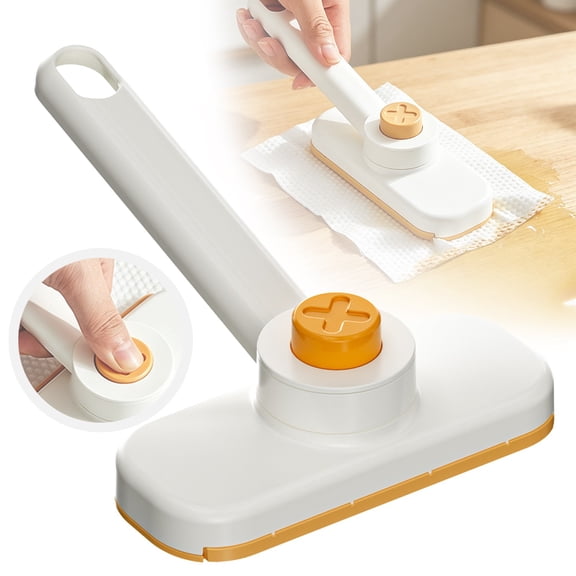 BinKFF Press Grip Mini Mop for Tight Spaces – One-Click Zero-Touch Cloth Change Flat Map, Compatible with Tissues/Wipes/Old Cloths/Disposable Pads, Wet/Dry Cleaning