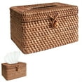 thumbnail image 1 of BinKFF Rectangular Rattan Woven Tissue Box Cover Holder | Handmade Rustic Tissue Paper Box, Decorative Round Rattan Paper Cover Dispenser for Bedroom, Dining Room, Car, Office, 1 of 8