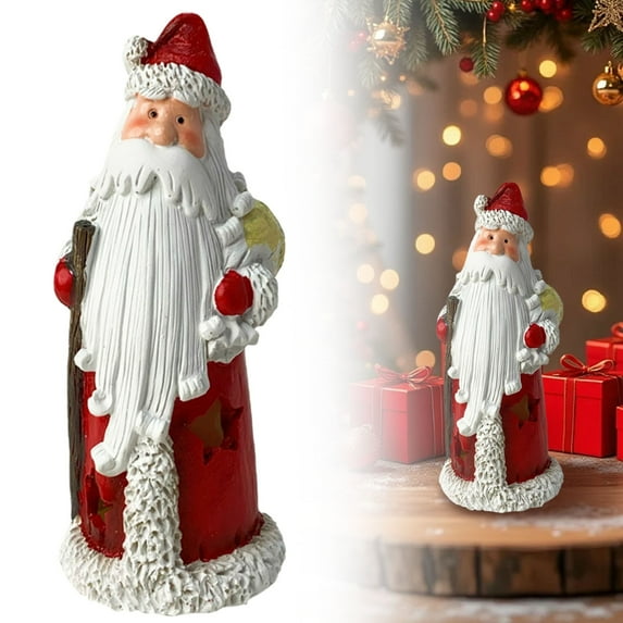 BinKFF Santa Claus Decor Figurines Resin Christmas Santa Lighted Decorations Indoor Glowing Snowman LED Light Indoor Christmas Decoration for Home Office Table Xmas Party Ornament Gift