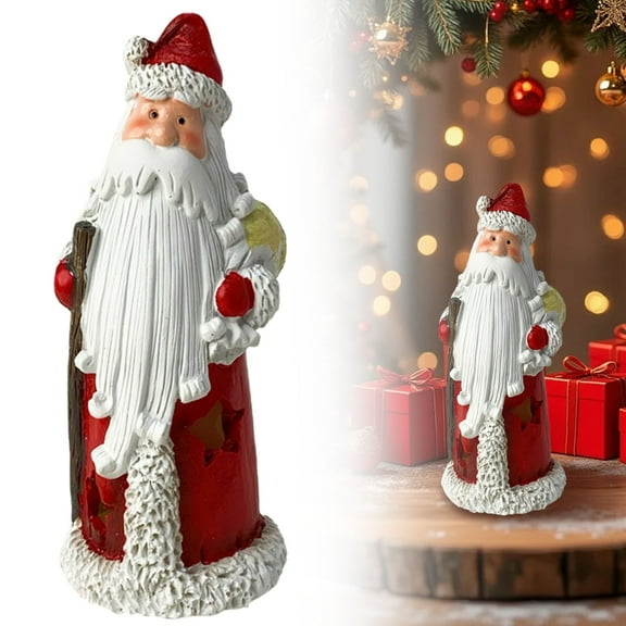 BinKFF Santa Claus Decor Figurines Resin Christmas Santa Lighted Decorations Indoor Glowing Snowman LED Light Indoor Christmas Decoration for Home Office Table Xmas Party Ornament Gift