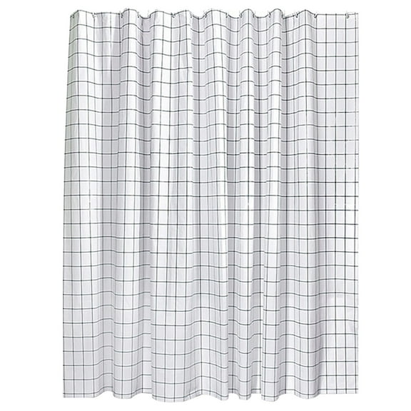 BinKFF Shower Curtain, Standard 95x71 Inch Fabric Shower Curtain, Black and White Geometric Grid Bathroom Curtain with Hooks, Heavy Duty, Weighted Hem, Water Repellent