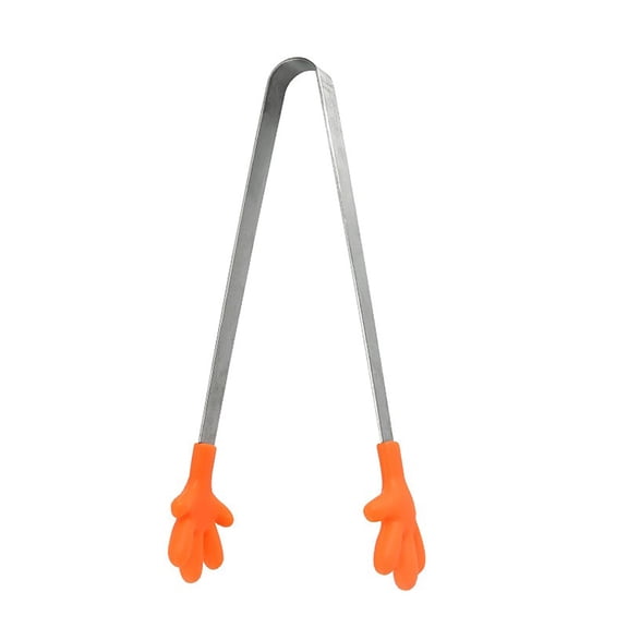 BinKFF Silicone Mini Tongs, Fun-Shaped Stainless Steel Snack Tongs with Hand Designs – Reusable Food Tongs for Dessert, Ice, Candy, Sugar Cubes, Buffet & Party Use