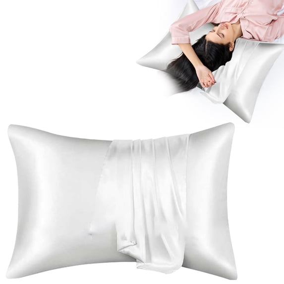 BinKFF Silk Satin Pillowcase King Size - Silky Soft Cooling Satin-Silk Pillow Cases for Hair and Skin with Envelope Closure, Similar to Silk Pillow Cases, Gifts for Women Men, 20x36 Inches