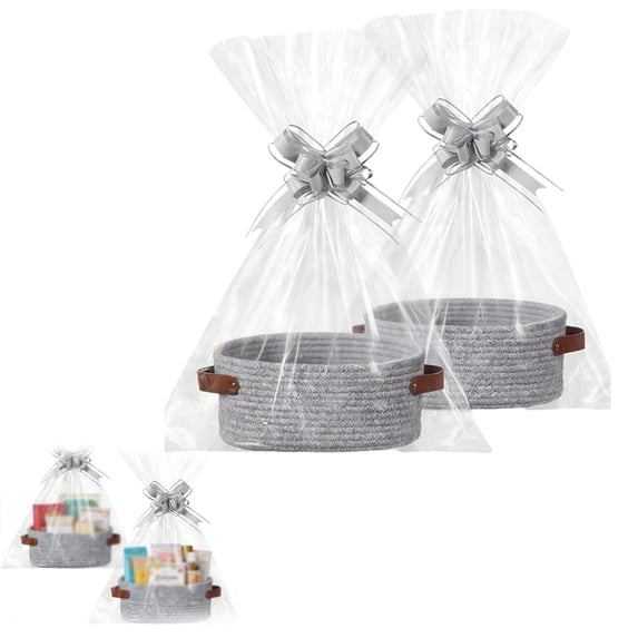BinKFF Small Woven Basket with Gift Bag and Ribbon, 12"x 8" x 5" Cute — free download