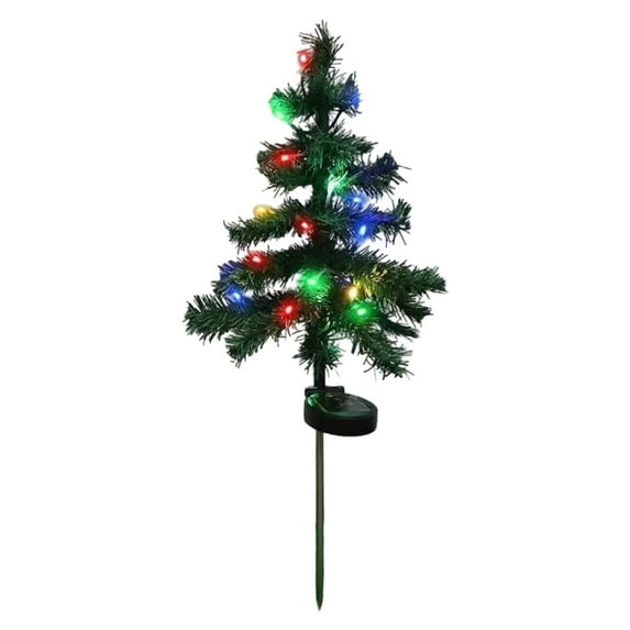 BinKFF Solar Christmas Tree Lights Decorations Outdoor Waterproof, LED Lights Christmas Solar Stake Lights Cemetery Christmas Tree for Grave Pathway Outside Garden Yard Lawn