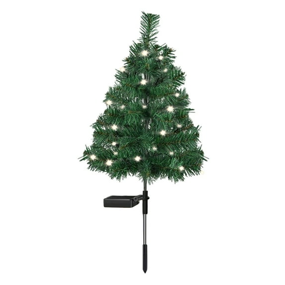 BinKFF Solar Christmas Tree Lights Decorations Outdoor Waterproof, LED Lights Christmas Solar Stake Lights Cemetery Christmas Tree for Grave Pathway Outside Garden Yard Lawn