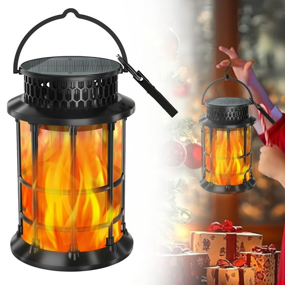 BinKFF Solar Lanterns Outdoor Lights, Upgraded Flickering Flames Hanging Solar Lights for Outside, Solar Powered Lantern Waterproof, Lanterns Decorative for Yard Patio Garden Decor
