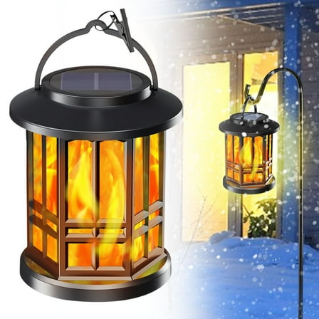 BinKFF Solar Lanterns Outdoor Waterproof, Upgraded Flickering Flame Solar Lantern Lights, Auto On/Off Lanterns Decorative Outdoor, Outdoor Hanging Lantern for Yard Garden Table Decor