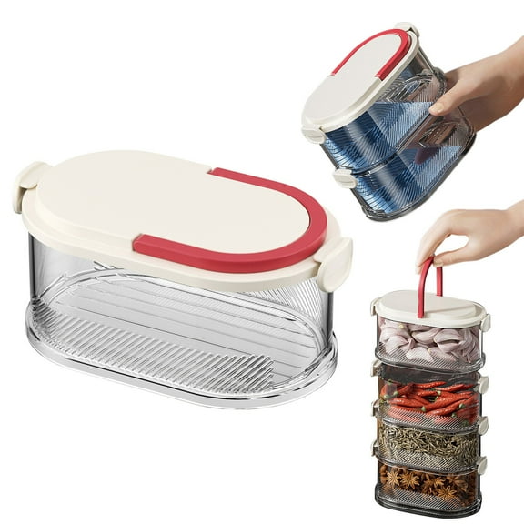 BinKFF Stackable Spice Storage Box, Organizador de especias sellado multicapa, Multi-Layer Sealed Food Organizer, Travel Spice Containers and Camping Spices Kit for Seasoning, Cereal