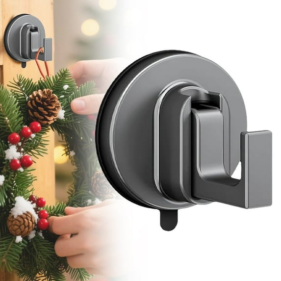 BinKFF Suction Cup Hooks, Suction Cup Hooks for Wreaths on Glass, Metal Towel Hooks for Bathrooms, Wreath Hanger for Front Door for Fall Decorating Christmas Thanksgiving