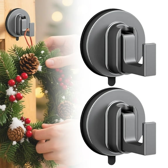 BinKFF Suction Cup Hooks, Suction Cup Hooks for Wreaths on Glass, Metal Towel Hooks for Bathrooms, Wreath Hanger for Front Door for Fall Decorating Christmas Thanksgiving