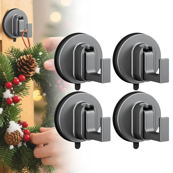 BinKFF Suction Cup Hooks, Suction Cup Hooks for Wreaths on Glass, Metal Towel Hooks for Bathrooms, Wreath Hanger for Front Door for Fall Decorating Christmas Thanksgiving