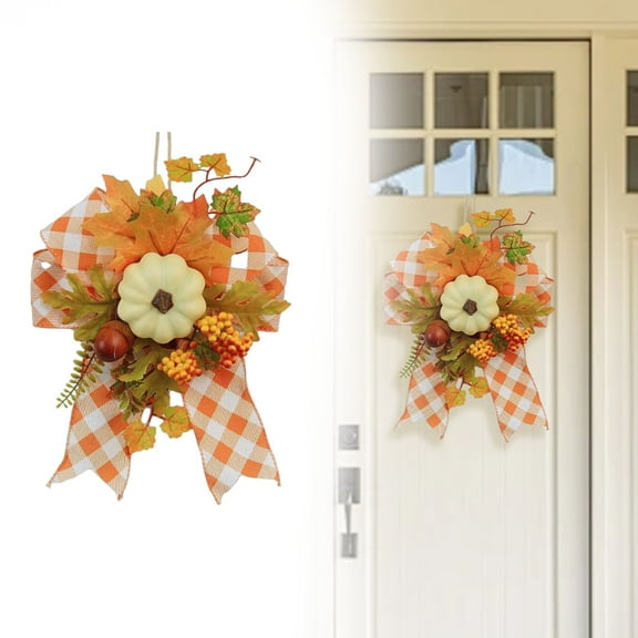 BinKFF Thanksgiving Fall Bows for Wreath Front Door Sunflower Pumpkin Burlap Decor Bows Thanksgiving Fall Autumn Wreath Bow for Indoor Outdoor Tree Topper Wreath Decoration Supplies
