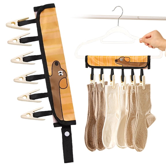 BinKFF Travel Hanger Clips, Cruise Ship Essentials Portable Folding Clothes Hanger Clips Towel Drying Rack Sock Dock Swimsuit Drying Rack Hanger with 6 Clips