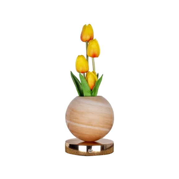 BinKFF Tulip Flower Lamp, LED Rechargeable Table Lamp with Glass Shade, Small Retro Dimmable Touch Light with 3 Color Temps, Aesthetic Mid Century Bedside Light for Bedroom Ambient