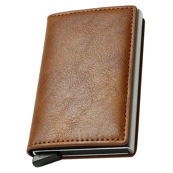 BinKFF Wallets for Men, Pop up Men's Simple Genuine Leather Wallet Rfid Blocking, Credit Card Holder Anti-Theft, Slim, Minimalist, Front Pocket, Id Window