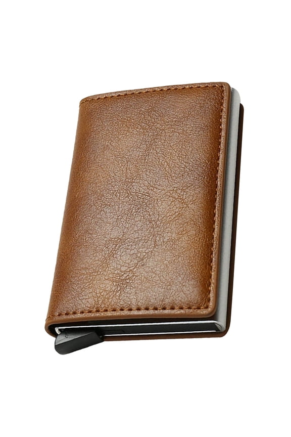 Wallets for Men, Pop up Men's Simple Genuine Leather Wallet Rfid Blocking, Credit Card Holder Anti-Theft, Slim, Minimalist, Front Pocket, Id Window