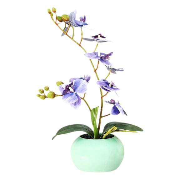 BinKFF White Fake Orchids Flowers in Pot Bendable Faux Orchids Artificial Flowers Washable Silk Orchid Phalaenopsis Decor for Home Wedding Table Centerpiece Bathroom Office