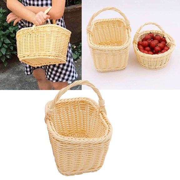 BinKFF Wicker Basket with Handles, Handwoven Water Hyacinth Picnic Hamper, Oval Basket for Camping, Outdoor, Fruit, Wine, Thanksgiving day, Birthday, Easter, Gift, Home Decor
