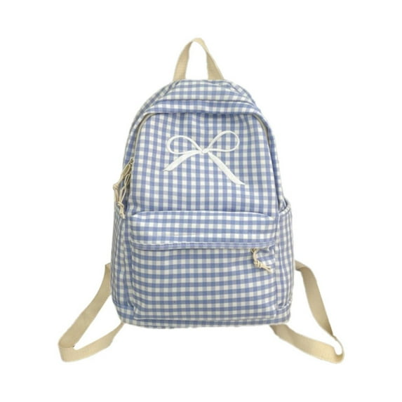 BinKFF Womens Small Cute Trendy Plaid Preppy Backpack Y2k Aesthetic Kawaii Bow Checkered Daypack Coquette Laptop Bag, 15” Laptop Sleeve, Haul Handle - Book Rucksack - Casual Daypack
