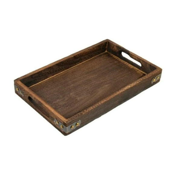 BinKFF Wood Serving Tray with Handles – Decorative Serving Trays Platter for Breakfast in Bed, Lunch, Dinner, Appetizers, Patio, Coffee Table, BBQ, Party –Great for Lap &Couch
