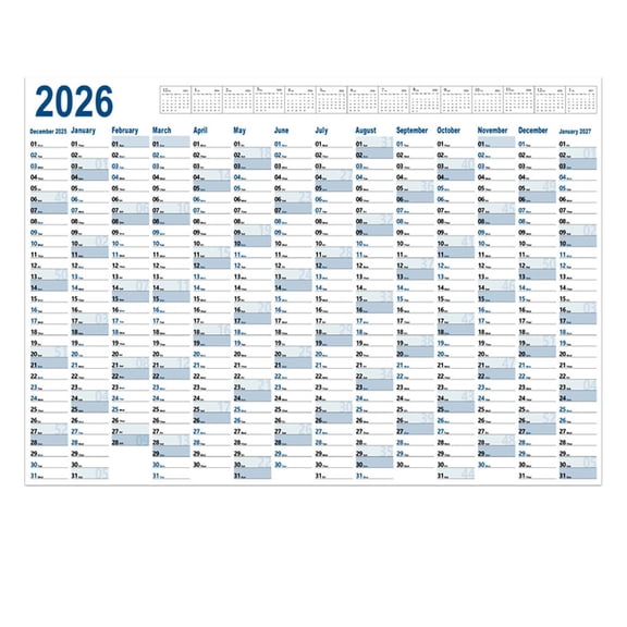 BinKFF Yearly Wall Calendar 2026, Full Year Wall Calendar One Page, 365 Day Calendar at One Glance, 29"x 20" (Open), 2026 Calendar 12 Months, Paper with Moon Phase, Notes