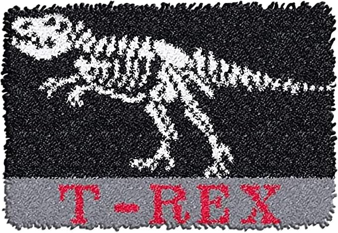 BinKen Latch Hook Kits for Adults Beginner 3D Dinosaur Pattern Printed Canvas Crochet Needlework Craft Rug Cushion Mat Tapestry 20.5X15 Inch,T.rex