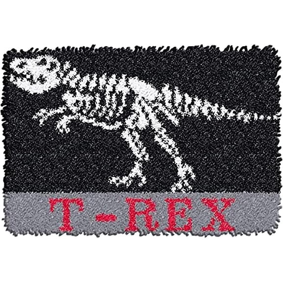 BinKen Latch Hook Kits for Adults Beginner 3D Dinosaur Pattern Printed Canvas Crochet Needlework Craft Rug Cushion Mat Tapestry 20.5X15 Inch,T.rex