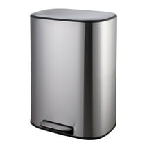 BinMax 13 Gallon/50 Liter Step on Waste Bin Stainless Steel Kitchen Trash Can with Lid