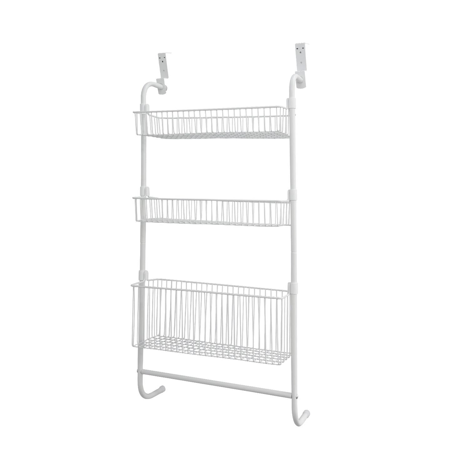 BinMax White 3 Tier Pantry Door Hanging Storage Organization Shelf Rack