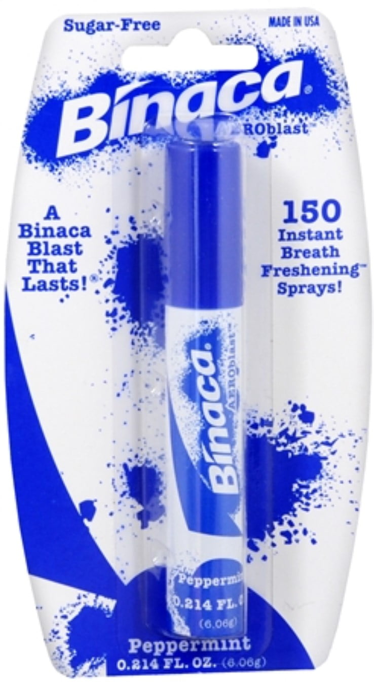 Binaca Aerosol Breath Spray PepperMint 0.20 oz (Pack of 6)