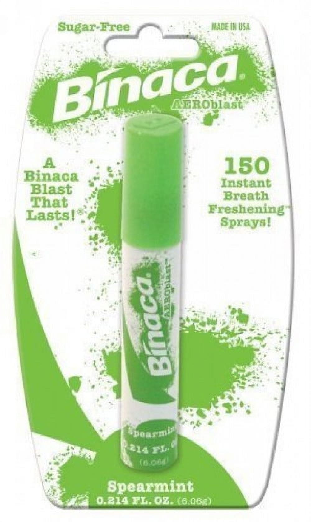 Binaca sugarfree Aeroblast 150 Breath Spray, Spearmint 0.2 oz(pack of