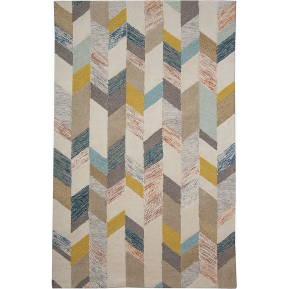 Binada Graphic Chevron Tufted Rug, Turquoise/Goldenrod, 2ft x 3ft Accent Rug