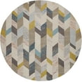 thumbnail image 1 of Binada Graphic Chevron Tufted Rug, Turquoise/Goldenrod, 8ft x 8ft Round, 1 of 7