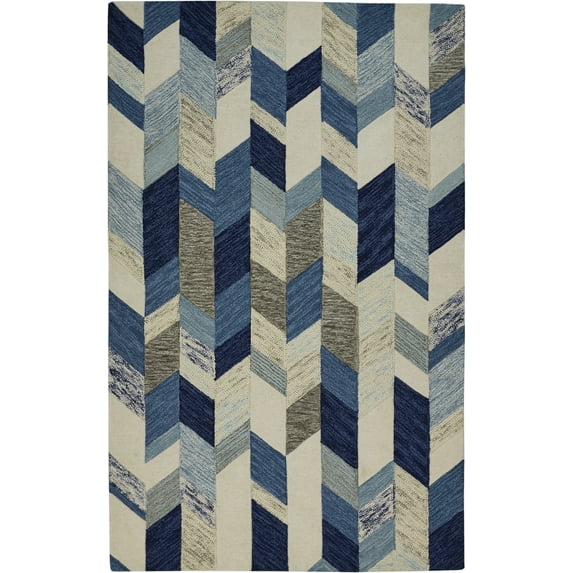 Binada Tufted Graphic Chevron Rug, Cobalt Blue, 9ft-6in x 13ft-6in Area Rug